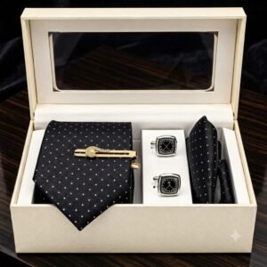 Premium Black Tie & Accessories Gift Set for Men – Formal Wear Combo
