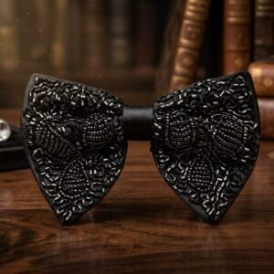 Premium Black Beaded Bow Tie for Men – Stylish Formal & Party Wear